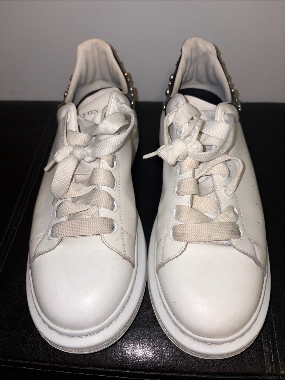 Alexander McQueen White Sneakers with Black Studded Heel